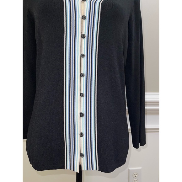 Women’s Willi Smith Black Striped Button Down Sweater 💙 - Picture 4 of 17